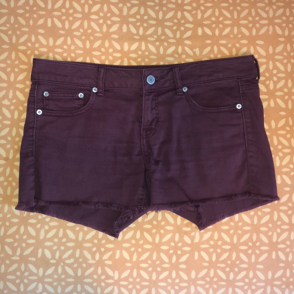American Eagle Maroon Jean Shorts